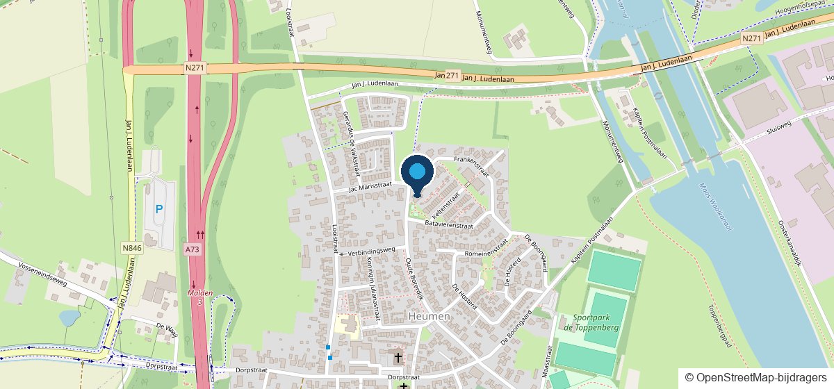 Kaart met de locatie van AS Support, Frankenstraat 77 in Heumen
