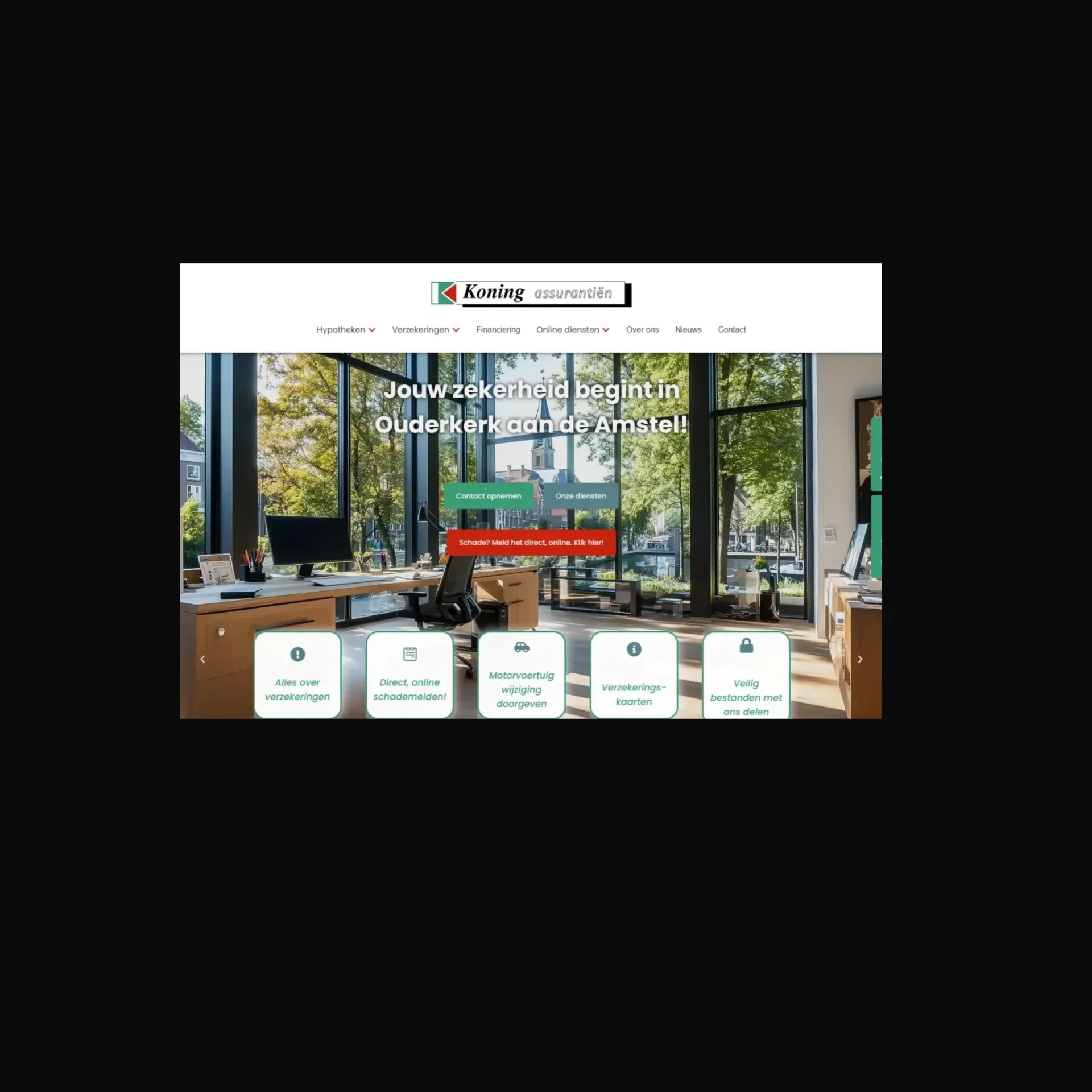 Website van Koning Verzekeringen, gebouwd door AS Support
