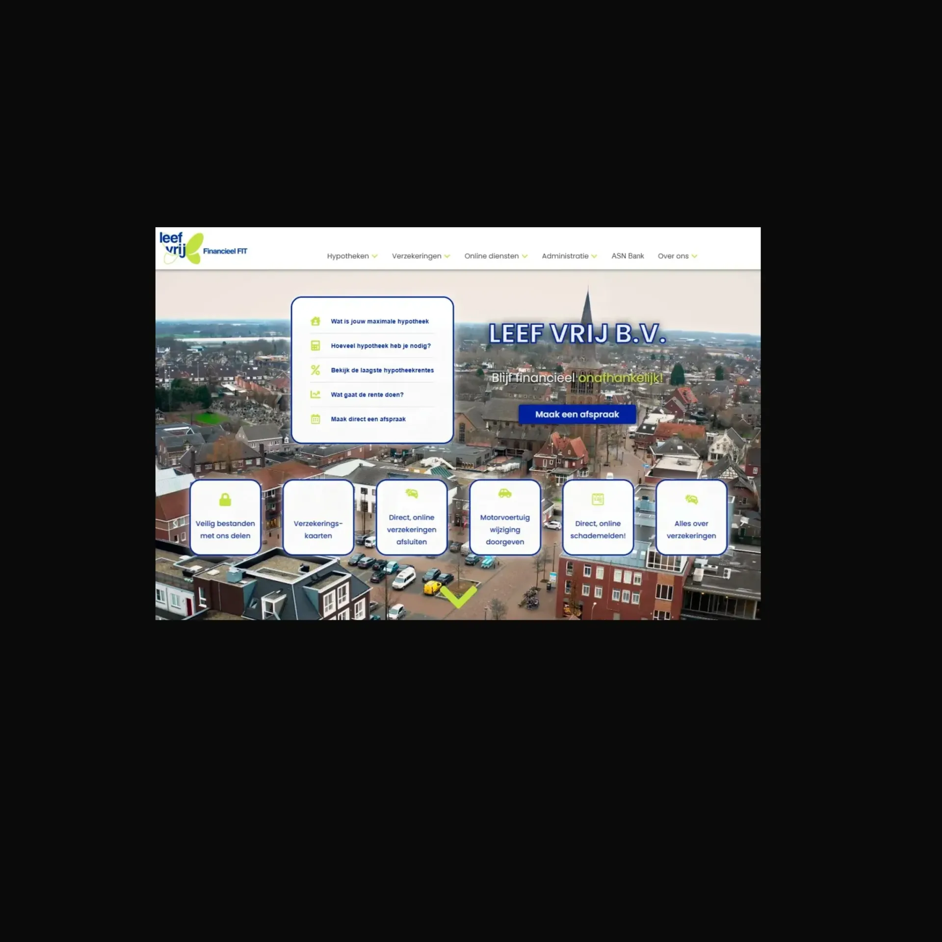 Website van Leef Vrij, gebouwd door AS Support